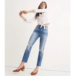 MADEWELL 90s Distressed The High Rise Slim Straight Leg Boy Jean Size 25